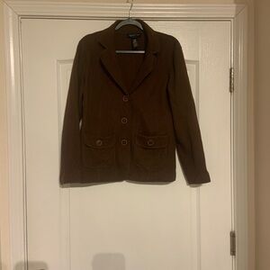 Jones New York Signature Brown Blazer Women's Coat Wool Medium